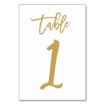 Chique Hand Lettered Table Number Gold | Tabel 1