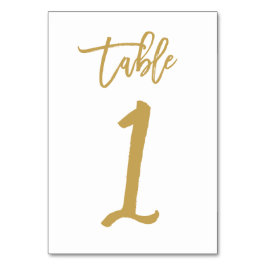 Chique Hand Lettered Table Number Gold | Tabel 1 Kaart