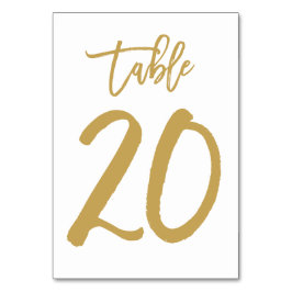 Chique Hand Lettered Table Number Gold | Tabel 20 Kaart
