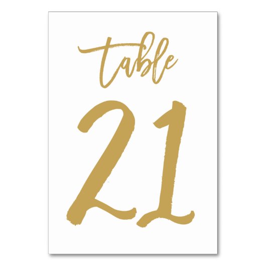 Chique Hand Lettered Table Number Gold | Tabel 21 Kaart (Achterkant)