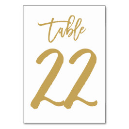 Chique Hand Lettered Table Number Gold | Tabel 22 Kaart