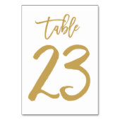 Chique Hand Lettered Table Number Gold | Tabel 23 Kaart (Voorkant)