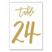 Chique Hand Lettered Table Number Gold | Tabel 24 Kaart (Voorkant)