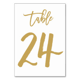 Chique Hand Lettered Table Number Gold | Tabel 24 Kaart