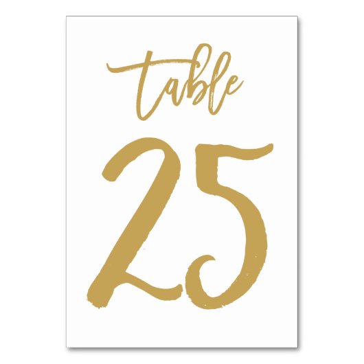 Chique Hand Lettered Table Number Gold | Tabel 25 Kaart (Achterkant)