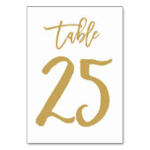 Chique Hand Lettered Table Number Gold | Tabel 25 Kaart (Voorkant)