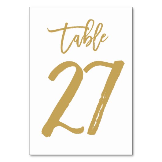 Chique Hand Lettered Table Number Gold | Tabel 27 Kaart (Achterkant)