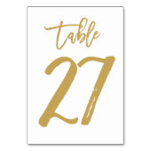 Chique Hand Lettered Table Number Gold | Tabel 27 Kaart (Voorkant)