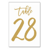 Chique Hand Lettered Table Number Gold | Tabel 28 Kaart (Voorkant)