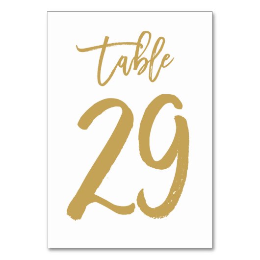Chique Hand Lettered Table Number Gold | Tabel 29 Kaart (Achterkant)