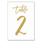Chique Hand Lettered Table Number Gold | Tabel 2 Kaart (Voorkant)