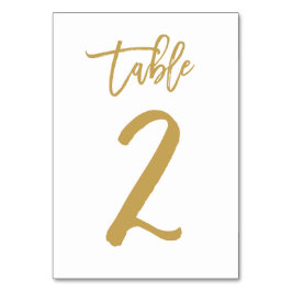 Chique Hand Lettered Table Number Gold | Tabel 2 Kaart