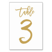 Chique Hand Lettered Table Number Gold | Tabel 3 Kaart (Voorkant)