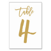 Chique Hand Lettered Table Number Gold | Tabel 4 Kaart (Voorkant)