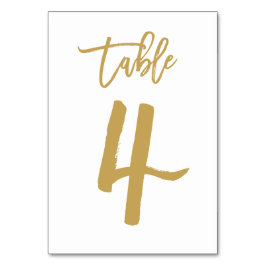 Chique Hand Lettered Table Number Gold | Tabel 4 Kaart