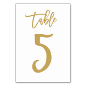 Chique Hand Lettered Table Number Gold | Tabel 5 Kaart (Achterkant)