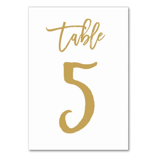 Chique Hand Lettered Table Number Gold | Tabel 5 Kaart (Achterkant)