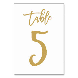 Chique Hand Lettered Table Number Gold | Tabel 5 Kaart