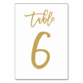 Chique Hand Lettered Table Number Gold | Tabel 6 Kaart (Achterkant)
