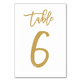 Chique Hand Lettered Table Number Gold | Tabel 6 Kaart