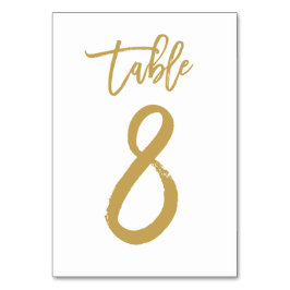Chique Hand Lettered Table Number Gold | Tabel 8 Kaart