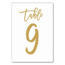 Chique Hand Lettered Table Number Gold | Tabel 9 Kaart