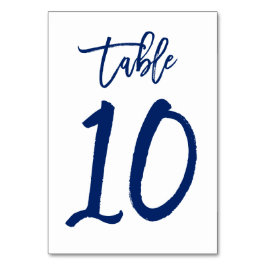 Chique Hand Lettered Table Number Navy | Tabel 10 Kaart
