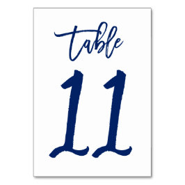 Chique Hand Lettered Table Number Navy | Tabel 11 Kaart