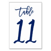 Chique Hand Lettered Table Number Navy | Tabel 11 Kaart (Voorkant)