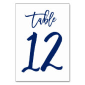 Chique Hand Lettered Table Number Navy | Tabel 12 Kaart (Achterkant)