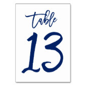 Chique Hand Lettered Table Number Navy | Tabel 13 Kaart (Achterkant)