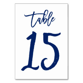 Chique Hand Lettered Table Number Navy | Tabel 15 Kaart