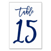 Chique Hand Lettered Table Number Navy | Tabel 15 Kaart (Achterkant)