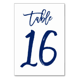 Chique Hand Lettered Table Number Navy | Tabel 16 Kaart