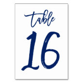 Chique Hand Lettered Table Number Navy | Tabel 16 Kaart (Achterkant)