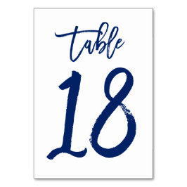 Chique Hand Lettered Table Number Navy | Tabel 18 Kaart