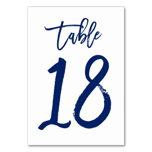 Chique Hand Lettered Table Number Navy | Tabel 18 Kaart (Achterkant)