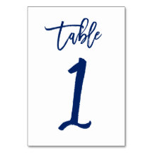 Chique Hand Lettered Table Number Navy | Tabel 1