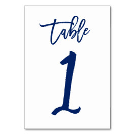 Chique Hand Lettered Table Number Navy | Tabel 1 Kaart
