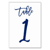 Chique Hand Lettered Table Number Navy | Tabel 1 Kaart (Voorkant)