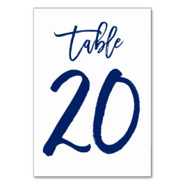 Chique Hand Lettered Table Number Navy | Tabel 20 Kaart