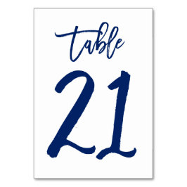 Chique Hand Lettered Table Number Navy | Tabel 21 Kaart