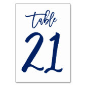 Chique Hand Lettered Table Number Navy | Tabel 21 Kaart (Achterkant)