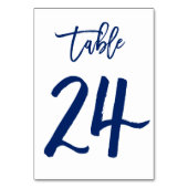 Chique Hand Lettered Table Number Navy | Tabel 24 Kaart (Achterkant)