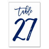 Chique Hand Lettered Table Number Navy | Tabel 27 Kaart (Voorkant)