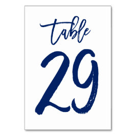 Chique Hand Lettered Table Number Navy | Tabel 29 Kaart
