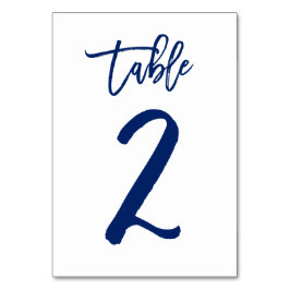 Chique Hand Lettered Table Number Navy | Tabel 2 Kaart