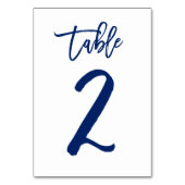 Chique Hand Lettered Table Number Navy | Tabel 2 Kaart (Achterkant)