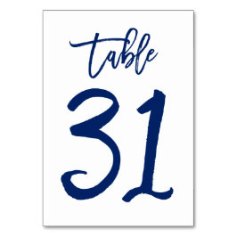 Chique Hand Lettered Table Number Navy | Tabel 31 Kaart