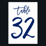 Chique Hand Lettered Table Number Navy | Tabel 32 Kaart<br><div class="desc">Neem contact met mij op voor extra tabelnummers of aangepaste kleuren.</div>